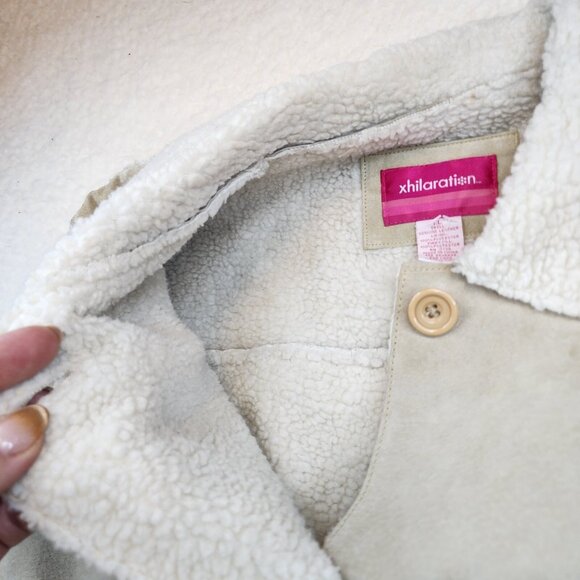 Vintage Xhilaration XL Genuine Leather Coat Sherpa Lined Stitching Frontier - Picture 7 of 11
